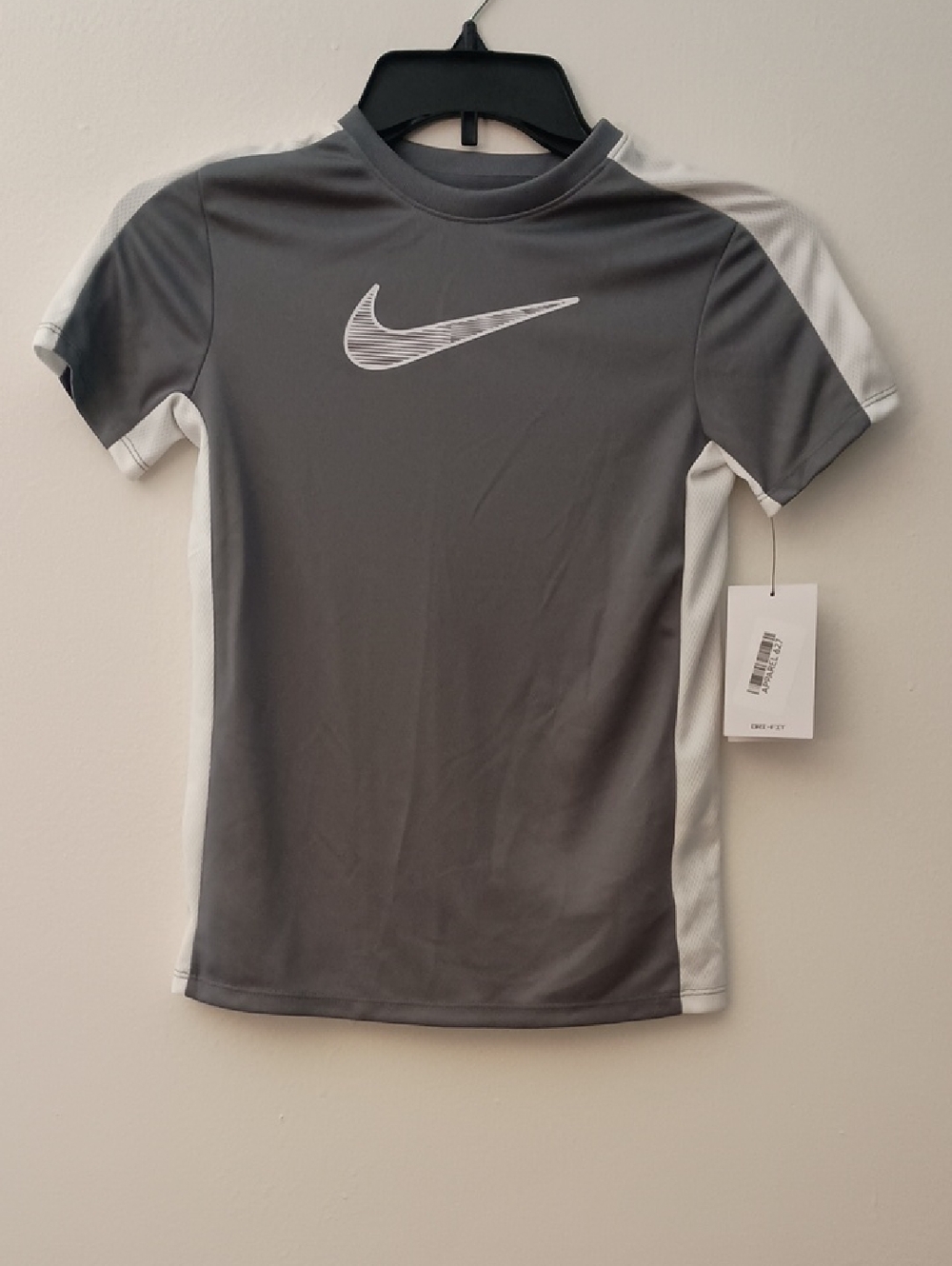Nike Gray & White Dri-FIT Kids Short Sleeve Athletic Tee